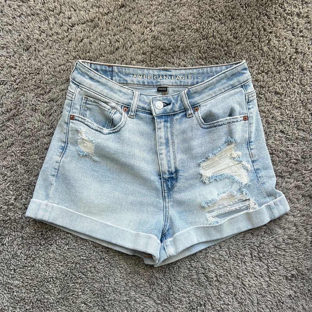 American Eagle Outfitters Light Wash Ripped Jean Shorts